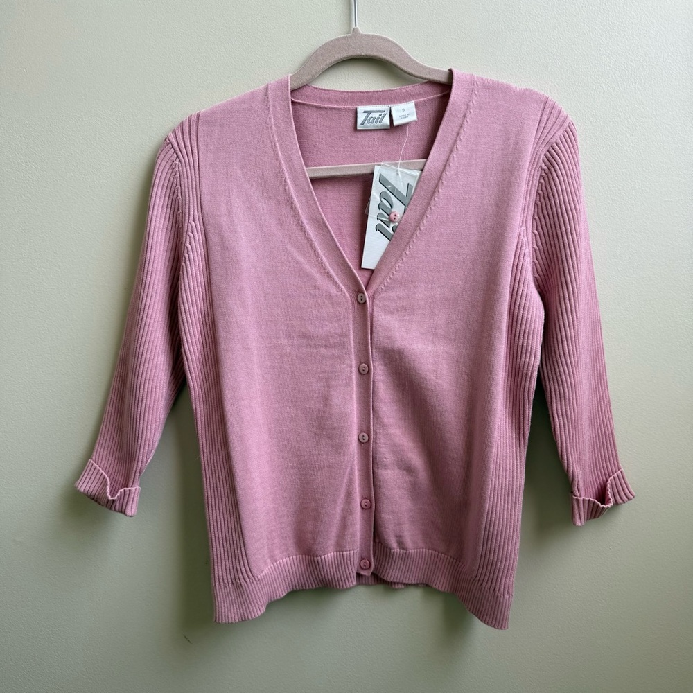NWT pink Tail Golf tennis Cardigan cotton sweater Size Small